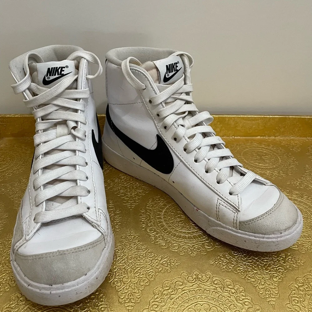 Nike White and Black High-Top Sneakers